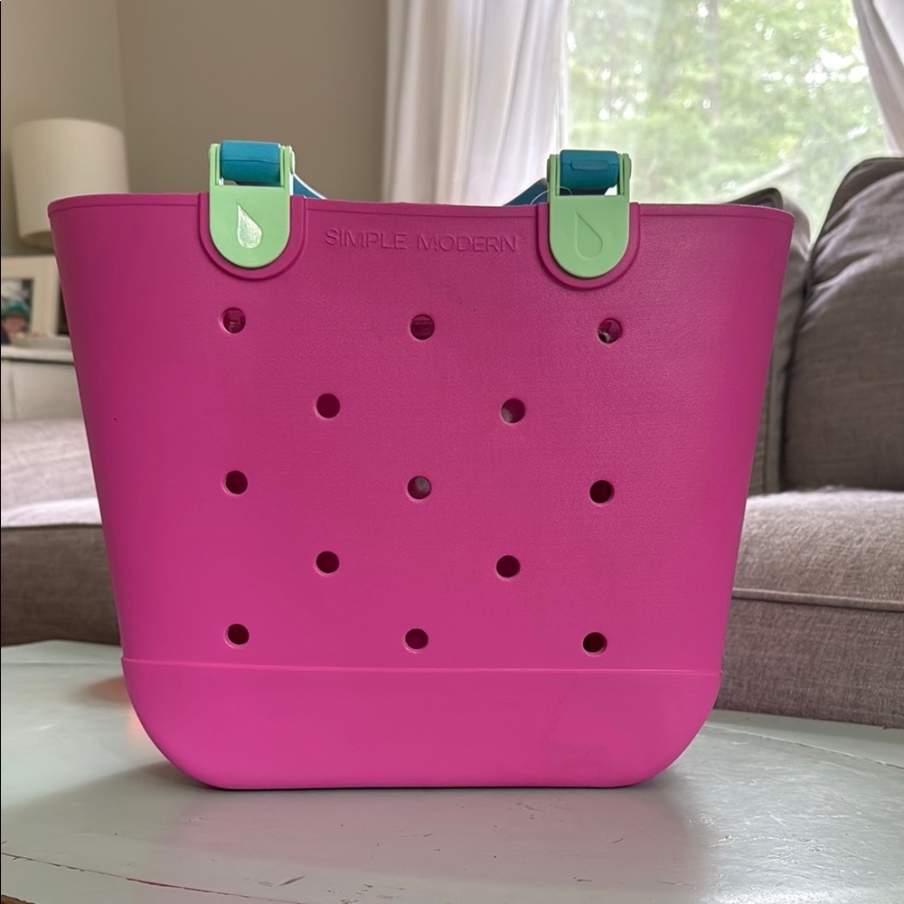 Vibrant Pink Perforated Tote Bag